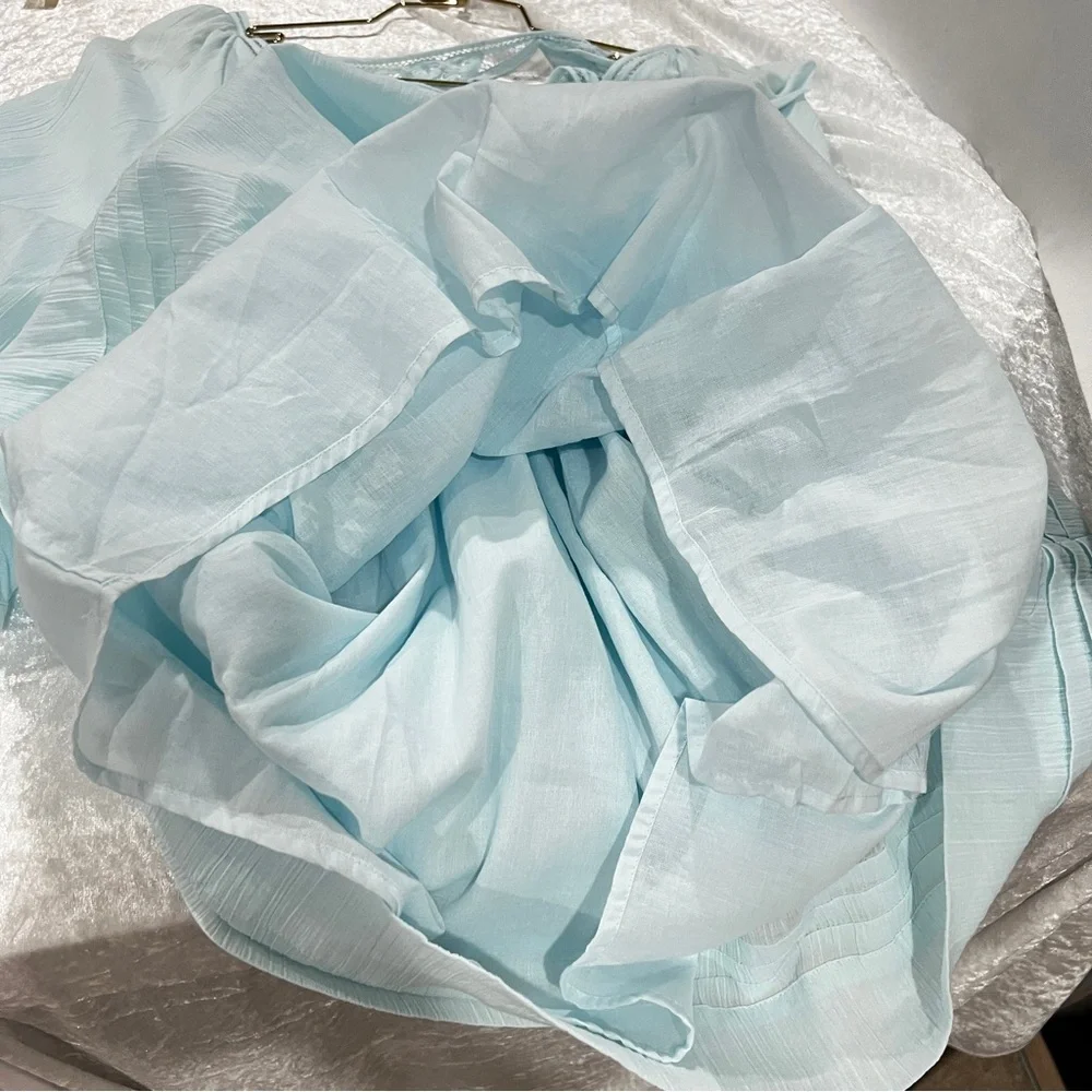 Soft Surroundings Light Blue Embroidered Cotton Tunic - Picture 9 of 10